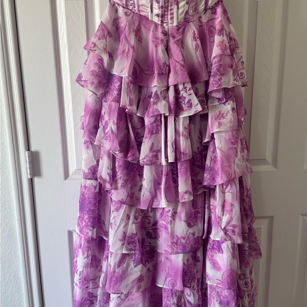 Floral Strapless Ruffled Dress - Picture 7 of 8